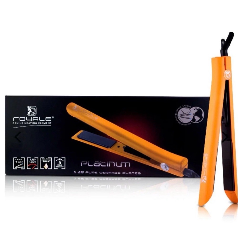 Royale Genius Platinum Orange Hair Straightener
New In Sealed Box
1.25” Plates
